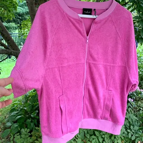 Urban Outfitters Pink terrycloth, short sleeve, zip up sweatshirt, S