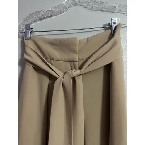 EXPRESS Flowy Dress Pants High Waisted Ankle Pants Tie Waist Pleated Beige size 6