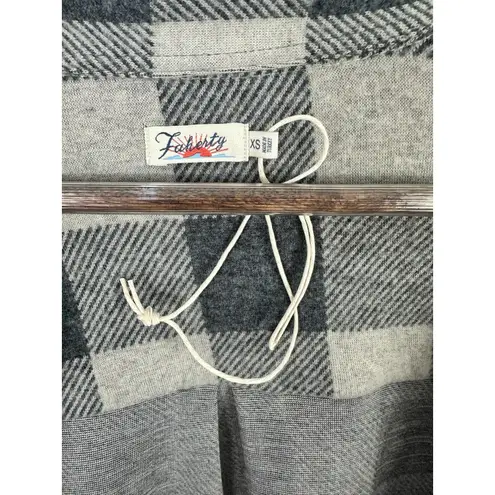 Faherty Plaid Flannel Shirt Women Medium Gray Button Front Western Soft Grunge