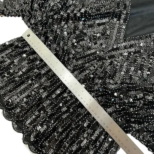 Beulah Black Sequin Embellished Peplum Blouse - Style