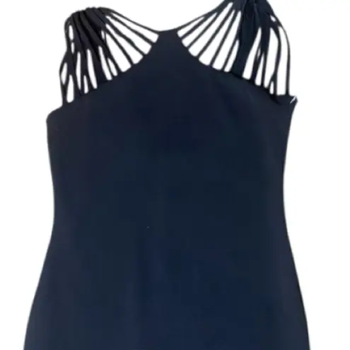 Dress the Population Black "strappy geometric" Midi Dress L