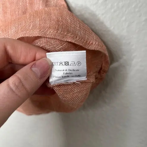 Le Kasha Womens Peach Linen Crop Tank Top Size M/L Natural Fibers Pink