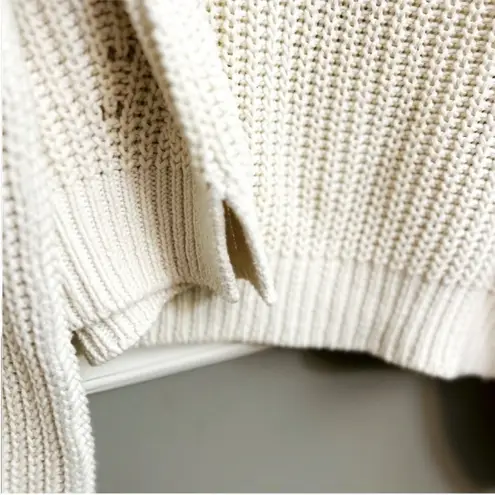 La Ligne Ivory Cream Cable Knit Balloon Sleeve Crew Neck Sweater Extra Small Size XS