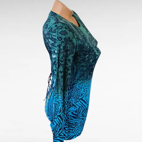 Buckle Sinful Turquoise Native Love Small Graphic Long Sleeve Tee Caged Back Blue