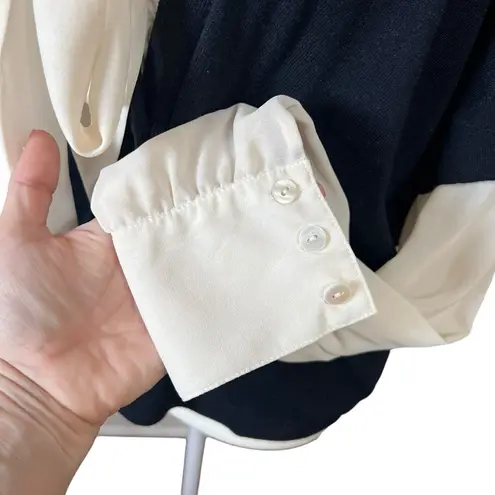 La Fee Verte Elsie Bowtie Sweater Cashmere Blend Layered Black Classic Prep Sz M Size M