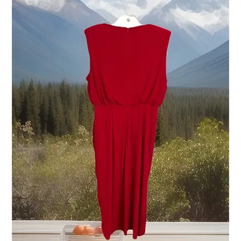 Eliza J NWT Red Ruched Surplice V-Neck Sleeveless Midi Dress Size 18W