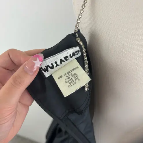 Vintage 90s Black Velvet Silver Floral Glitter Formal Homecoming Mini Dress Size M