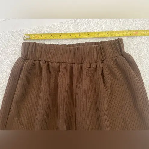 Cider NWOT Set Solid Knitted Ribbed Crop Top Long-Sleeve and Wide Leg Pants