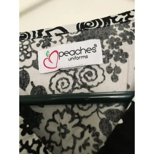 Peaches Women's Floral Scrub Uniform Top Nurse Medical V