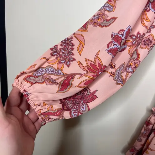 Misa Women's Lorena Mini Floral V neck Ruffle Skirt Dress sz S