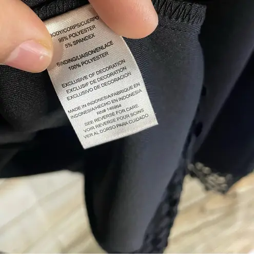 Donna Ricco fit & flare black dress w/polka dot lace hem square neckline Size 12