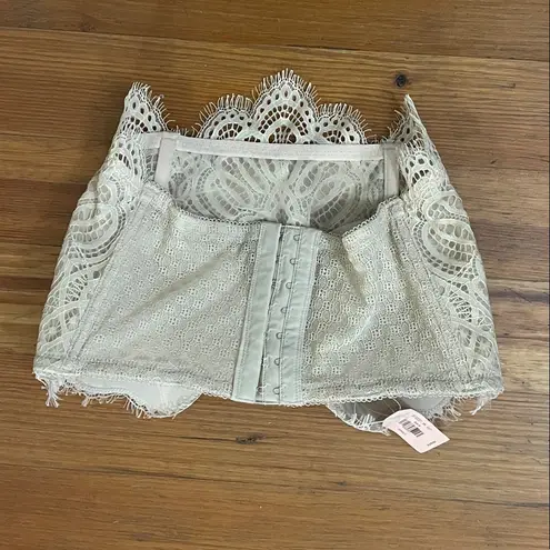 Dobreva Beige Lace Bandeau Bustier Strapless Bra Womens Size 32DD NEW Underwire Tan