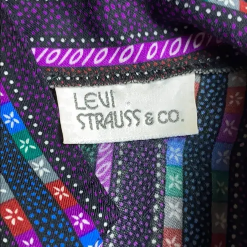 60s VINTAGE LEVI STRAUSS PURPLE STRIPE BUTTON UP BLOUSE
