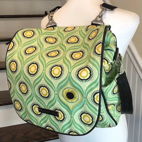 PETUNIA PICKLE BOTTOM Green Yellow Floral Backpack Adjust Crossbody Baby Bag