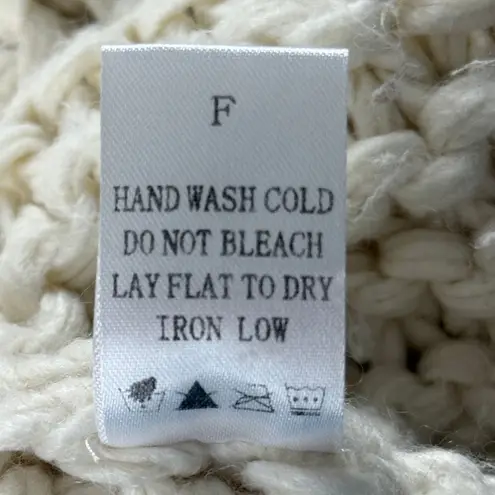 Adora Pom Pom Sleeves Cardigan Sweater Womens One Size Cream Open Front Chunky - Image 11