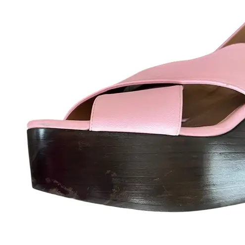 Marni Women’s Pink Leather Open Toe Platform Wedge Sandals Heels Size 40
