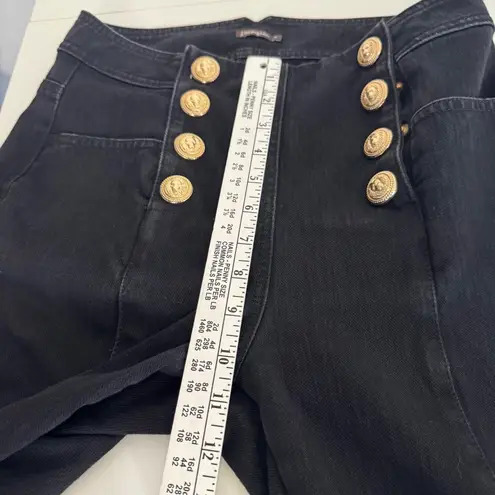 J. McLaughlin Sailor Jeans Black Gold Buttons Preppy Academia French Slim Sz 6