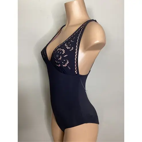 Seafolly New. 's Embroidered V Neck One Piece. Size 6. Retails $179