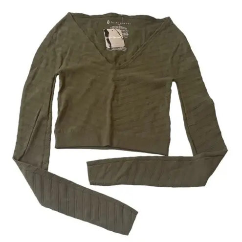 Free People Movement Gone Adrift Long Sleeve Crop Top Secret Moss Green Small