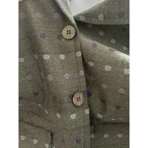 Rafael wool blend blazer womens size 6 small grey polka dot purple Gray