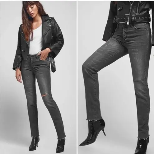 ANINE BING Kara Skinny Jeans Women’s Size 24 Gray Distressed Raw Hem Button Fly - Image 14