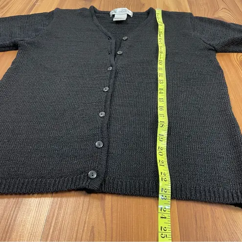 Studio Collection Black Short Sleeve V Neck Button Up Cardigan Sweater Medium