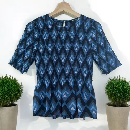 Club Monaco Luceenie Abstract-Print Ruched Peplum Top