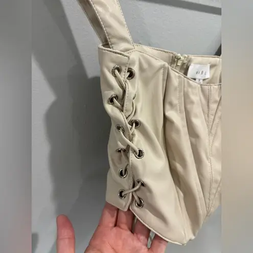 MABLE faux leather corset cropped top side tie night out trendy sexy small