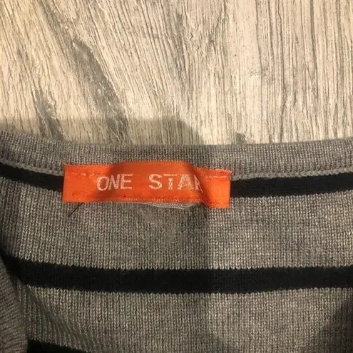 One Star Small Gray and Black Striped Sweater Shirt/ Short dress