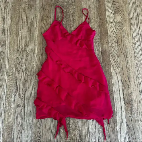 Pull&Bear Ruffled Red Mini Dress Size XS
