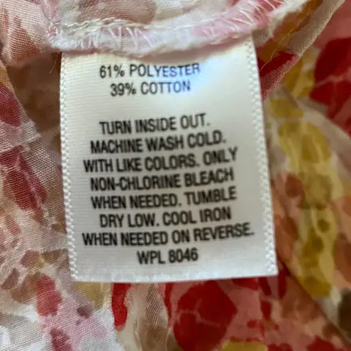 JM Collection floral abstract button up long sleeve crinkle split cuffs size 12