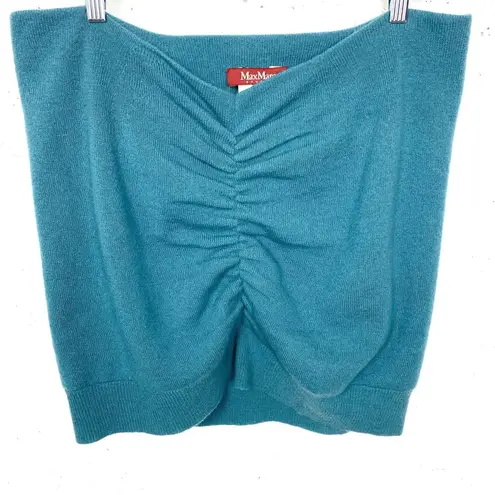 MaxMara Studio Womens Cashmere Wool Dress With Infinity Scarf Teal Blue Small