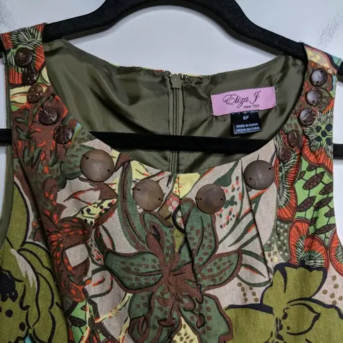 Eliza J  Floral Linen-blend Dress - Size 8P - EUC