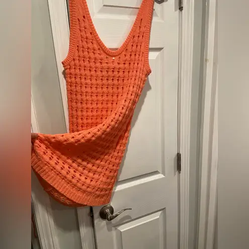 NWT Uncharted Threads Size L Coral Stretchy Knit Crochet Terry Cover Up Dress Pink Size L