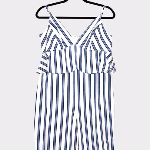 BCBGeneration  Blue Striped Peplum Jumpsuit Size 12 NWT - Image 7