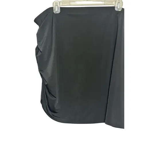 Open Edit Mini Skirt Sleek Satin Fabric Straight Cut Ruched Side Black W 2X NWOT