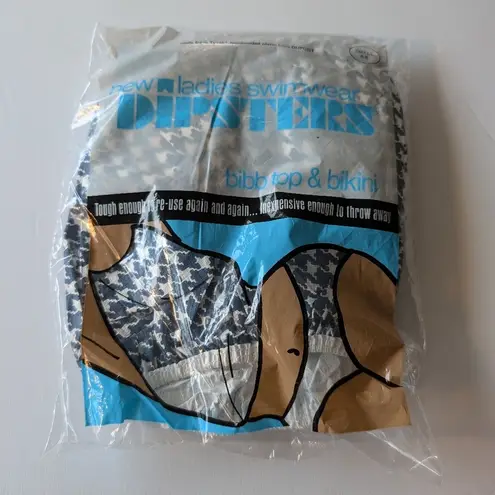 DIPSTERS Tyvek Dupon Disposable Swimwear Swimsuit Bikini Deadstock Vintage Retro Blue Size M