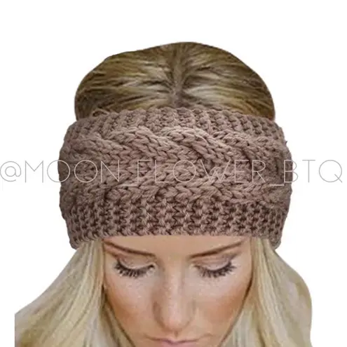 Tan Vegan Chunky Knit Headband Ear Warmer