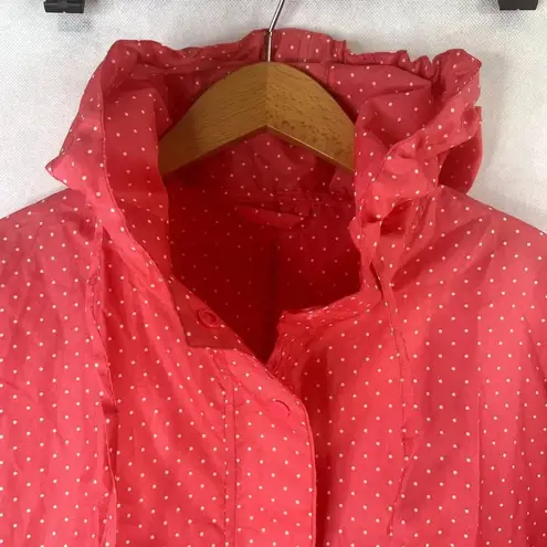 Oversized Long Rain Poncho Full Zip Polka Dot One Size Pink Size undefined