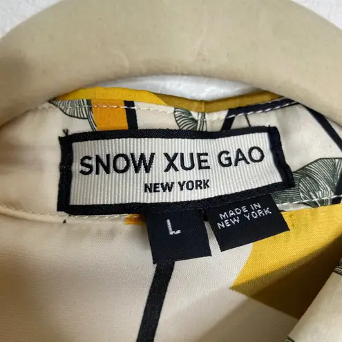 Snow Xue Gao Silk Abstract Prints Yellow Shirt Size L Size L