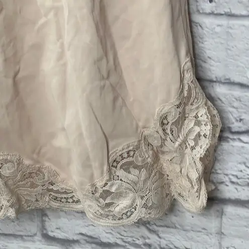 Vintage Shadowline Half Slip Camisole Set Pillow Tab Beige Size 32/S Lace