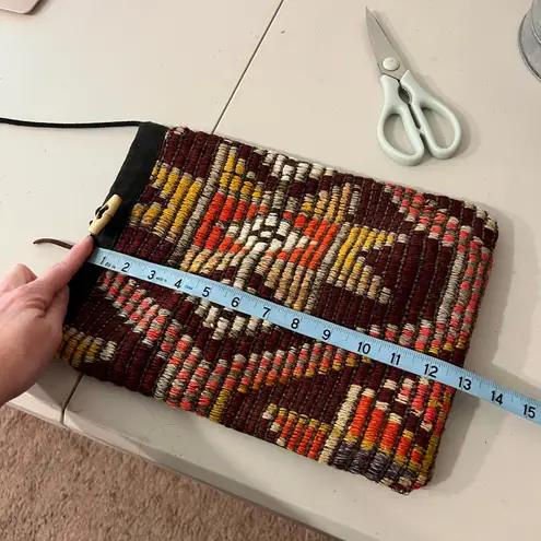 Indie Handmade Fabric Woven Weaved Southwestern Small Crossbody Bag Black