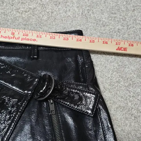 Ksubi Womens Leather Rap Skirt Size 27 Asymmetric Lamb Leather Black EUC