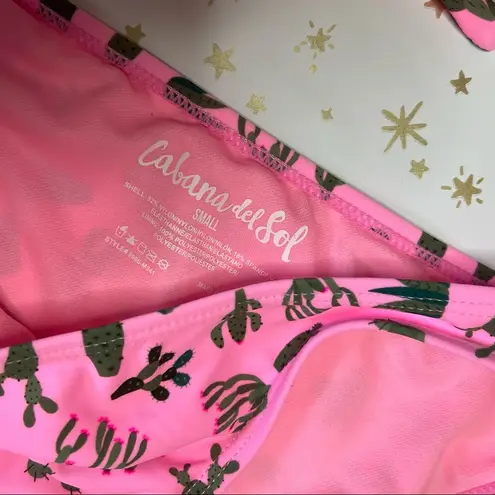 Cabana Del Sol Neon Pink Cactus Bikini Swimsuit Set
