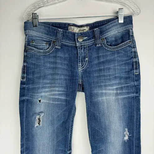 BKE Buckle Sabrina Bootcut Jeans Sz 27 Distressed Womens Embroidered Pockets