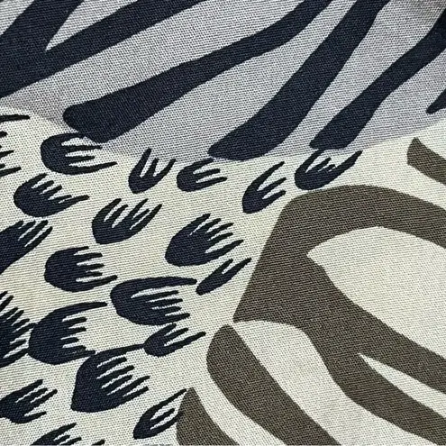 VINTAGE Elizabeth Terrell Women Blouse M Brown Silk Animal Print Jungle Safari Size M