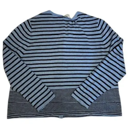 J. Jill Blue Navy Light Blue Stripe Button Cotton Bamboo Blend Cardigan Size XL