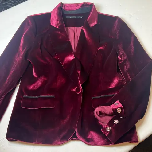 ark & co. Women's M Burgundy Velvet Blazer Single Button Jacket Red Size M