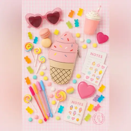 Kawaii Ice Cream Cone Coin Purse – Pink Sprinkles NWT