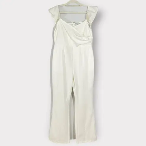 Chelsea28 Jumpsuit Women's Large Ivory Off the Shoulder Ruffle Sleeve NWT
